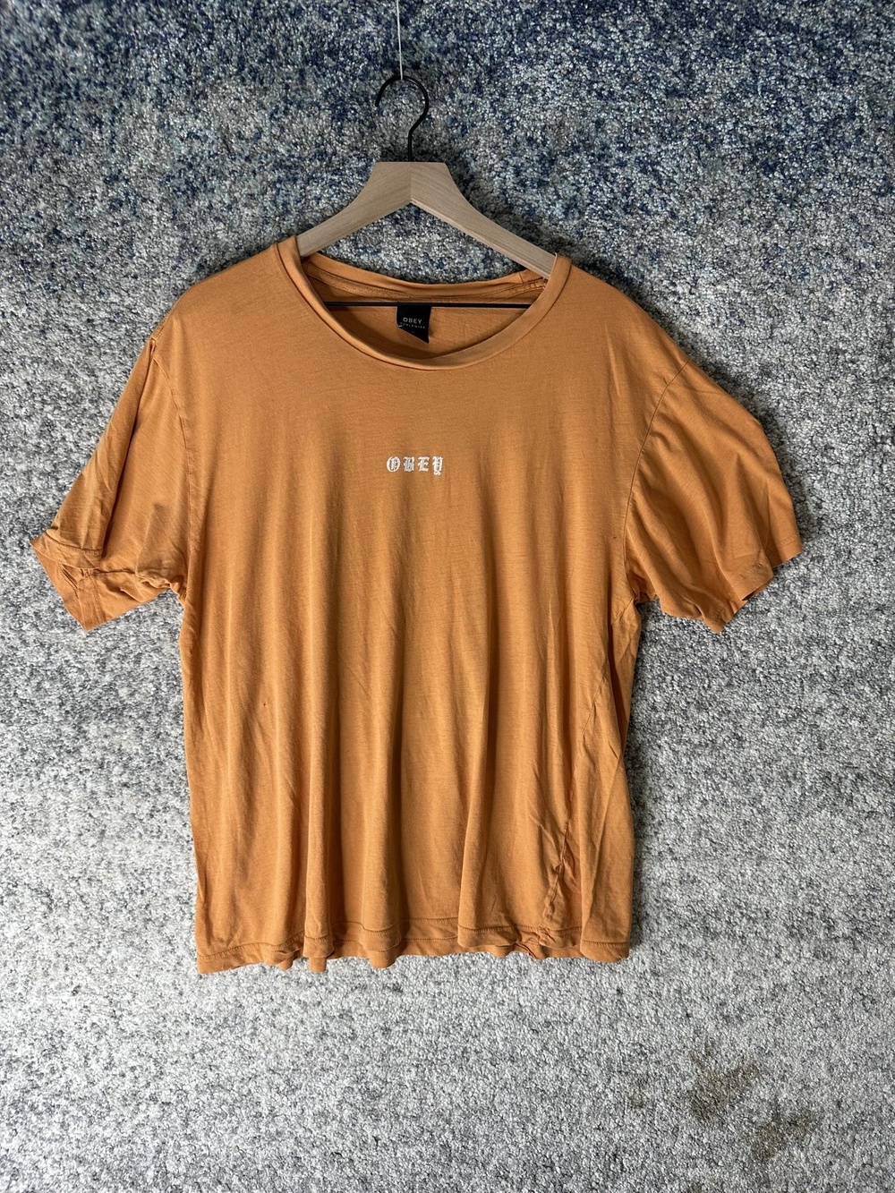 Obey Shirt Mens Large Brown Small Logo Graphic Tee Streetwear Crewneck Casual